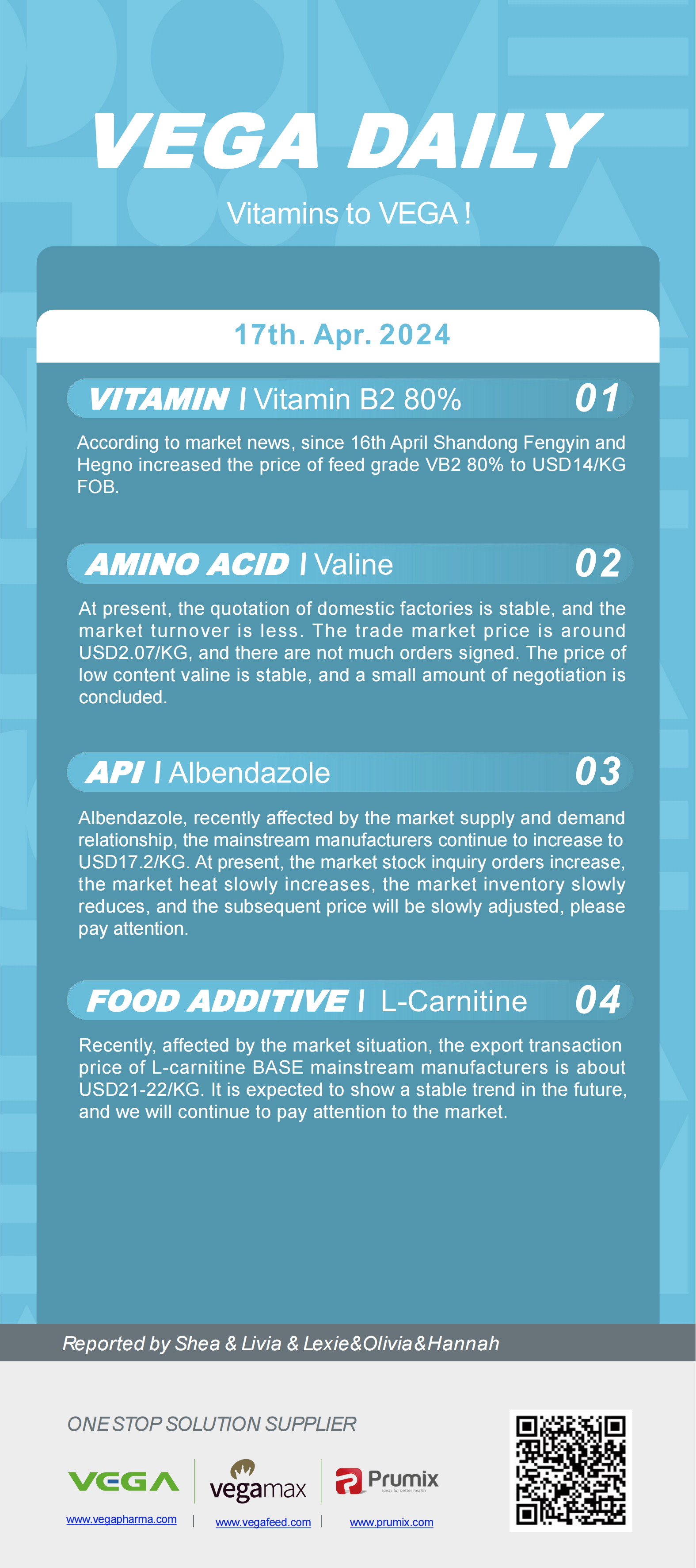 Vega Daily Dated on Apr 17th 2024 Vitamin Amino Acid APl Food Additives.png
